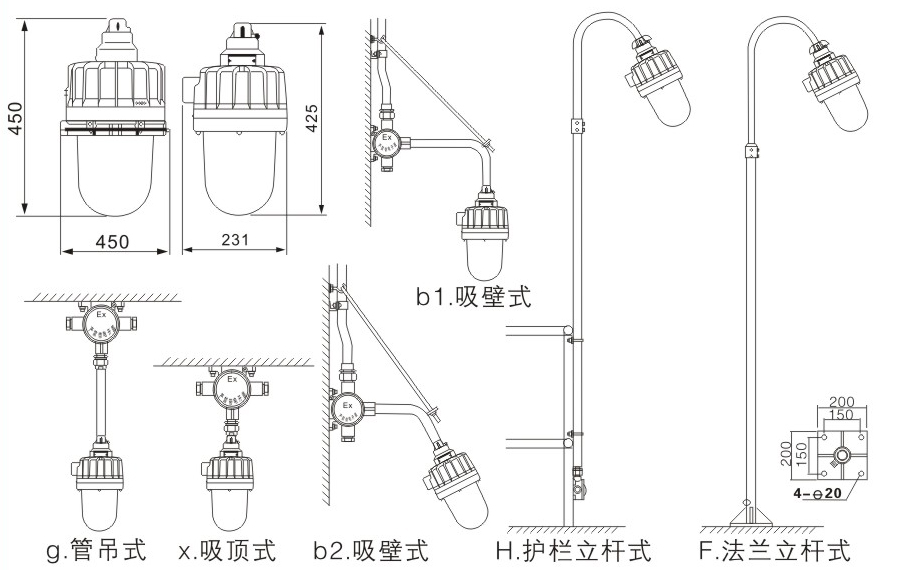 防爆灯尺寸图