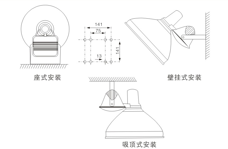 ZT6900防水防尘防震投光灯尺寸图